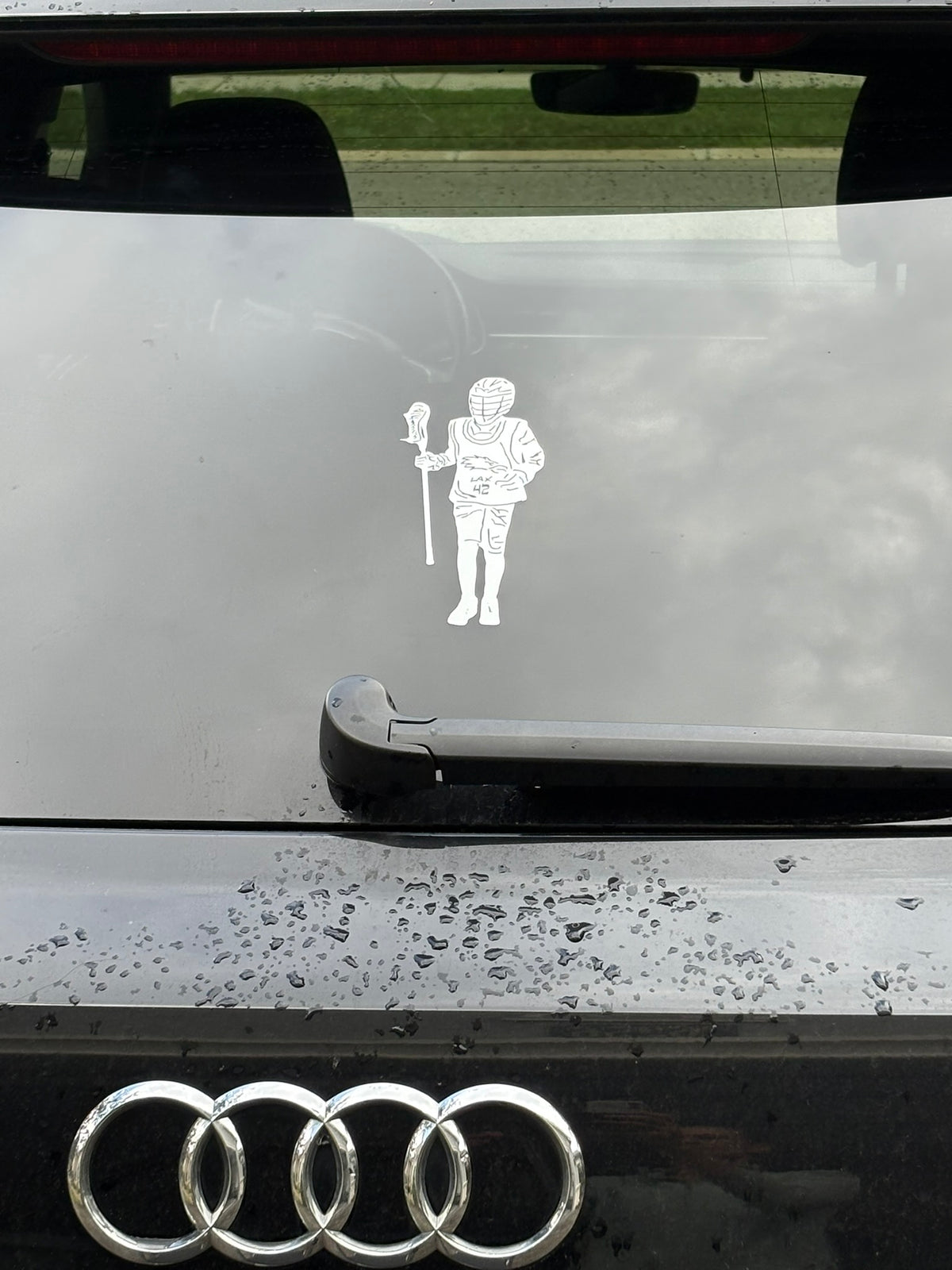 White custom lacrosse decal personalized from individual athlete photograph