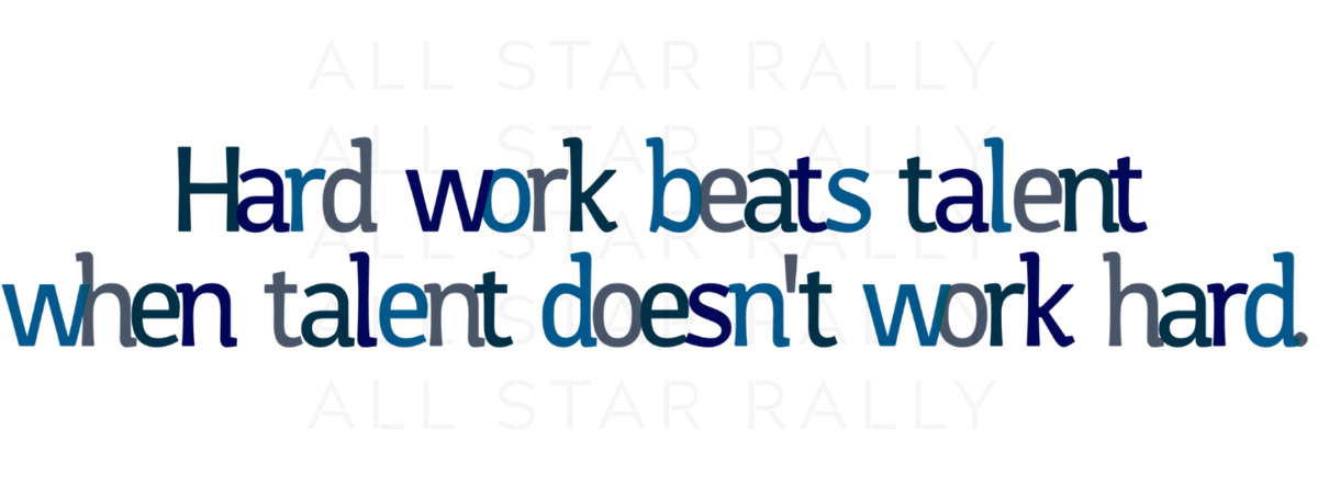 Baseball sticker with text "hard work beats talent when talent doesn't work hard."