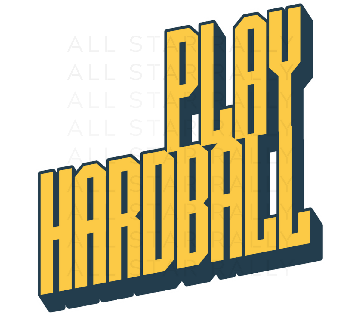Baseball sticker with text "play hardball."