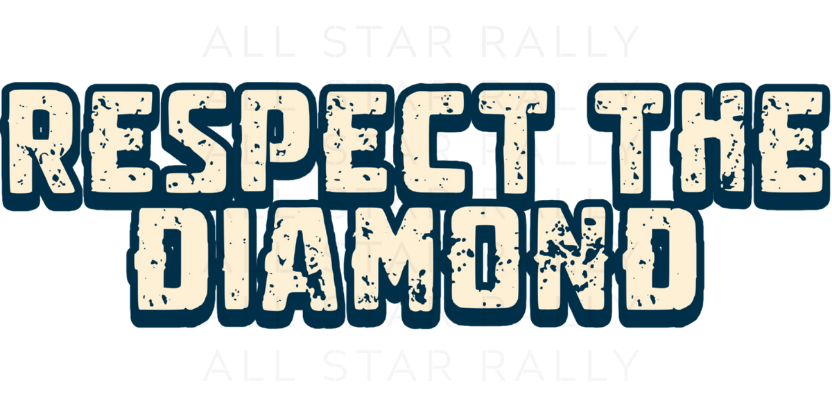 Baseball sticker with text "respect the diamond."
