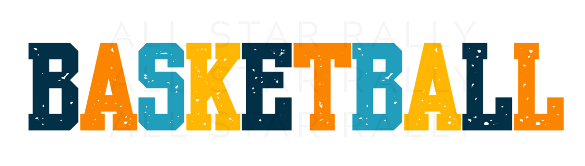 Orange, blue, and yellow basketball sticker