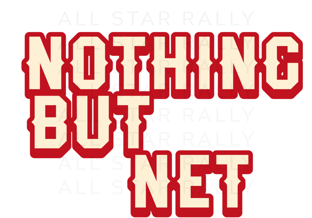 Basketball sticker with text "Nothing but net"