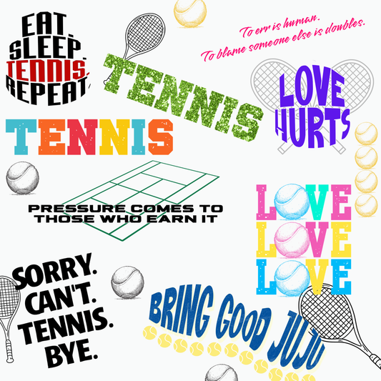 Collage of premium tennis stickers