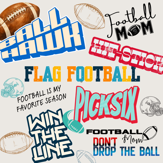Collage of the best football stickers for football players, football moms, and football dads.