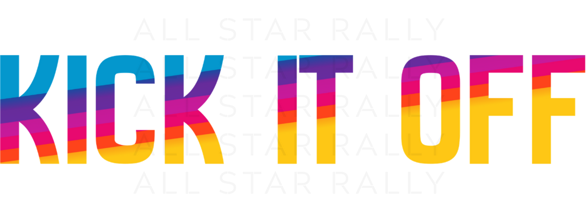 Bright, multi-color soccer sticker with text "Kick it off"
