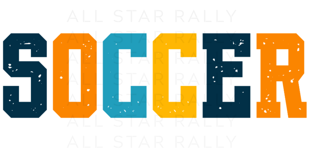 Multicolor soccer sticker of the word "Soccer"