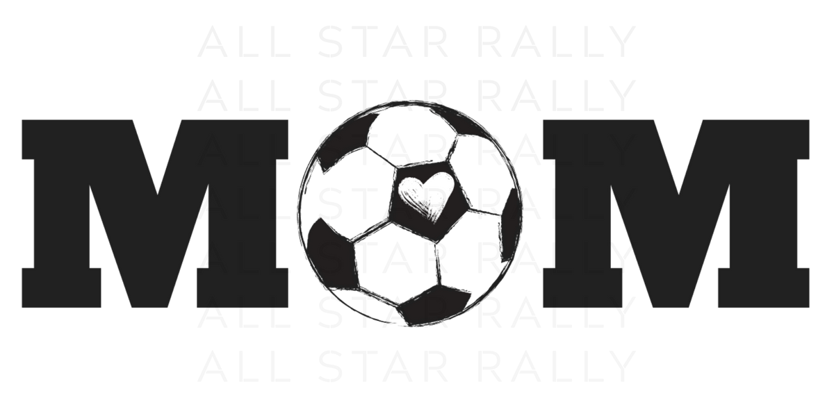 Soccer mom sticker with a soccer ball in place of the "O" in "Mom"