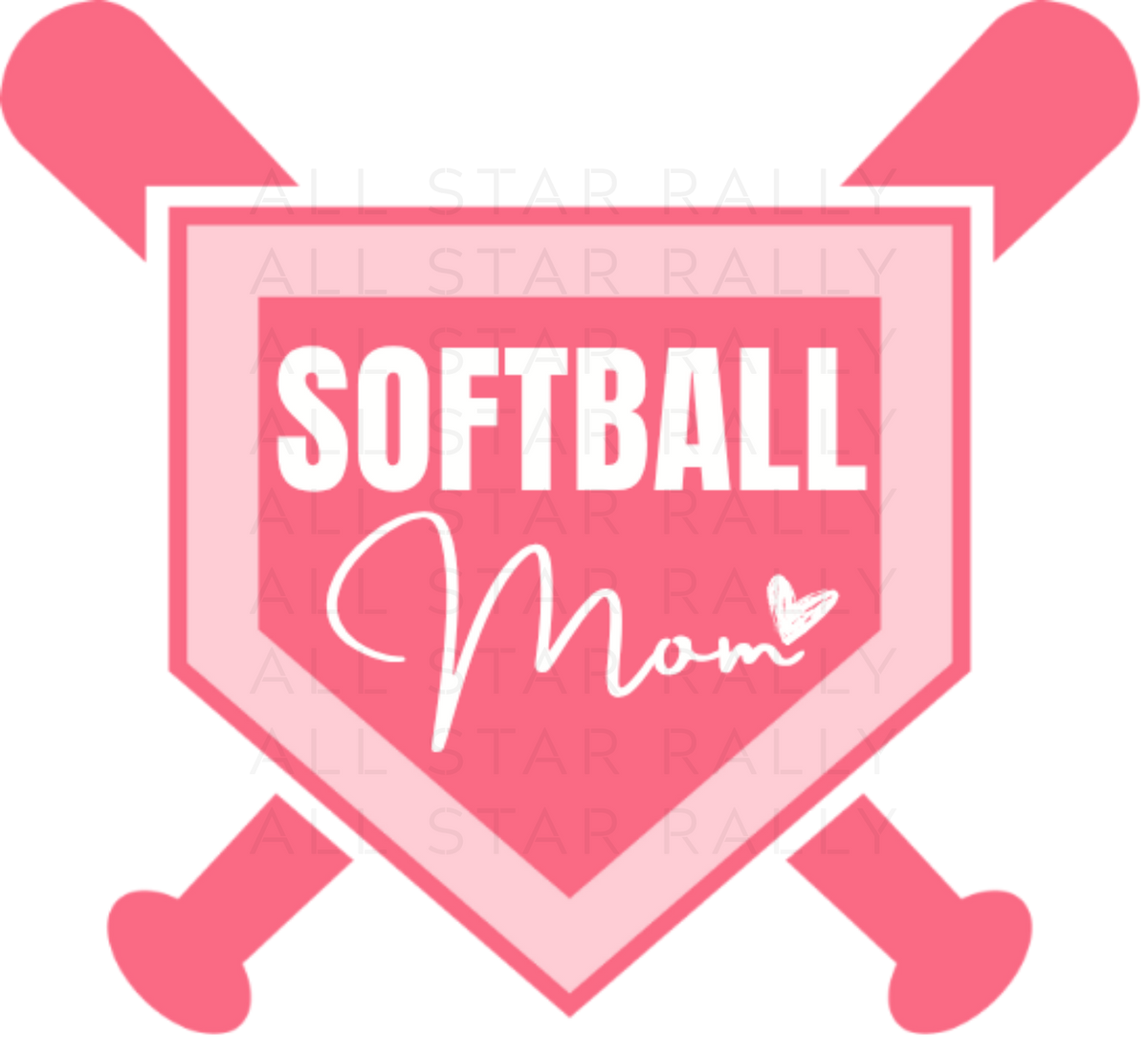 Softball mom sticker with text "Softball Mom" placed on front of home plate.