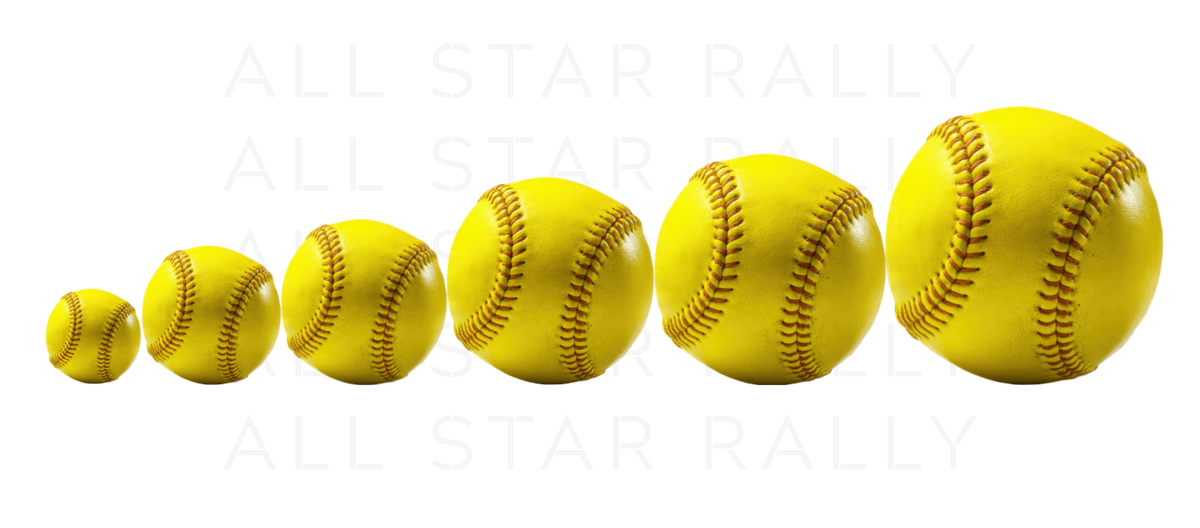 Row of six softballs